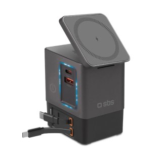 Stacja ładująca SBS Power Dock 6w1 z MagSafe, podstawką i kablami USB-C 65W - czarna