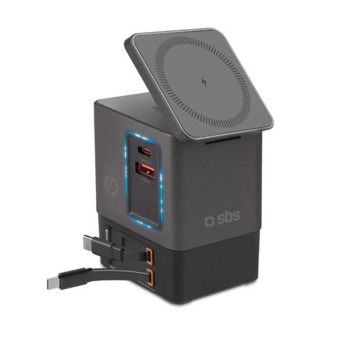 Stacja ładująca SBS Power Dock 6w1 z MagSafe, podstawką i kablami USB-C 65W - czarna Stacja ładująca SBS Power Dock 6w1 z MagSafe, podstawką i kablami USB-C 65W - czarna