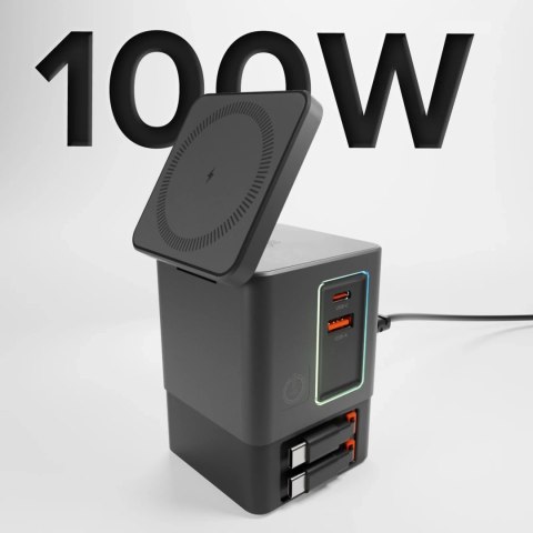 Stacja ładująca SBS Power Dock 6w1 z MagSafe, podstawką i kablami USB-C 65W - czarna Stacja ładująca SBS Power Dock 6w1 z MagSafe, podstawką i kablami USB-C 65W - czarna