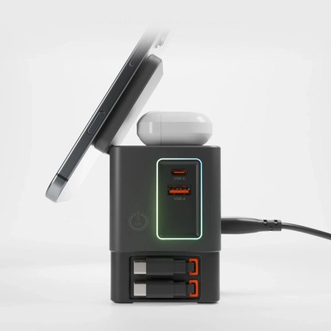 Stacja ładująca SBS Power Dock 6w1 z MagSafe, podstawką i kablami USB-C 65W - czarna Stacja ładująca SBS Power Dock 6w1 z MagSafe, podstawką i kablami USB-C 65W - czarna