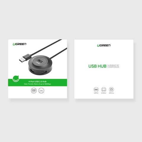 Ugreen HUB 4w1 USB-A - 4xUSB-A 2.0 480Mb/s 1m czarny (CR106) Ugreen HUB 4w1 USB-A - 4xUSB-A 2.0 480Mb/s 1m czarny (CR106)