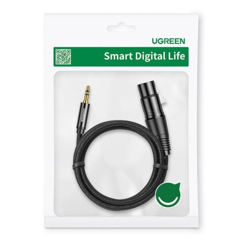 Ugreen kabel audio 3.5mm mini jack (męski) - XLR (żeński) 1m czarny (AV182) Ugreen kabel audio 3.5mm mini jack (męski) - XLR (żeński) 1m czarny (AV182)
