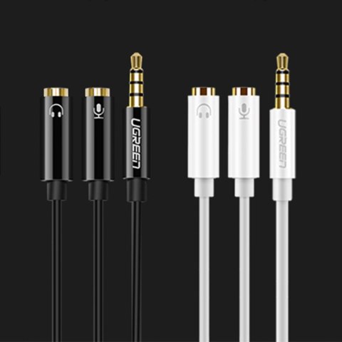 Ugreen kabel przewód rozdzielacz słuchawkowy mini jack 3,5 mm - 2 x mini jack 3,5mm (mikrofon + wyjście stereo) czarny (AV141) Ugreen kabel przewód rozdzielacz słuchawkowy mini jack 3,5 mm - 2 x mini jack 3,5mm (mikrofon + wyjście stereo) czarny (AV141)
