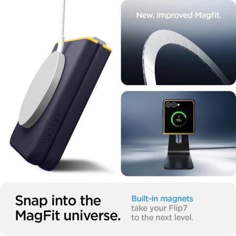 Etui Nano Pop Mag MagSafe na Samsung Galaxy Z Flip 7 - granatowo-żółte