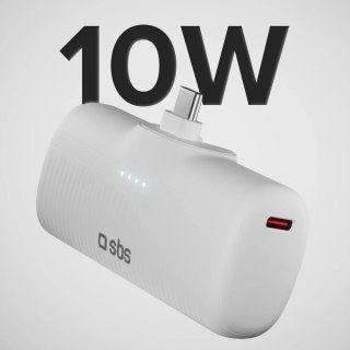 Powerbank SBS EcoPower 5000 mAh 10W z wbudowanym portem USB-C - biały