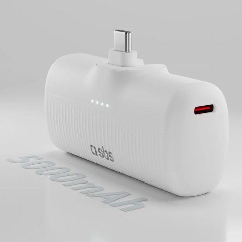 Powerbank SBS EcoPower 5000 mAh 10W z wbudowanym portem USB-C - biały