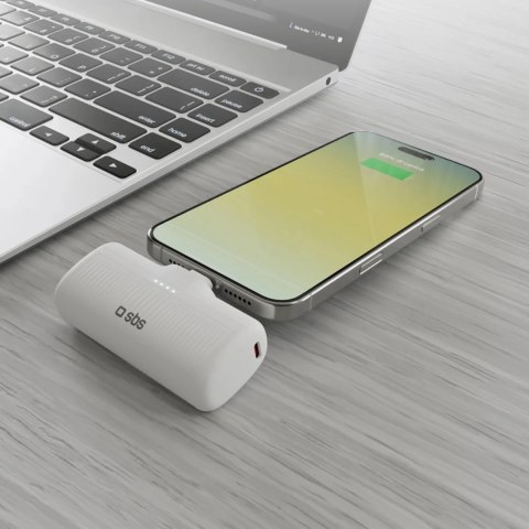 Powerbank SBS EcoPower 5000 mAh 10W z wbudowanym portem USB-C - biały