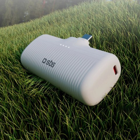 Powerbank SBS EcoPower 5000 mAh 10W z wbudowanym portem USB-C - biały