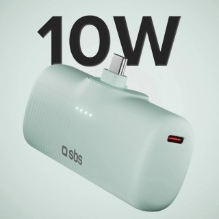 Powerbank SBS EcoPower 5000 mAh 10W z wbudowanym portem USB-C - zielony