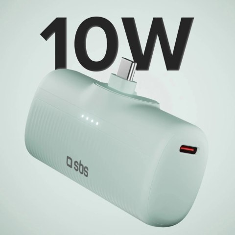 Powerbank SBS EcoPower 5000 mAh 10W z wbudowanym portem USB-C - zielony
