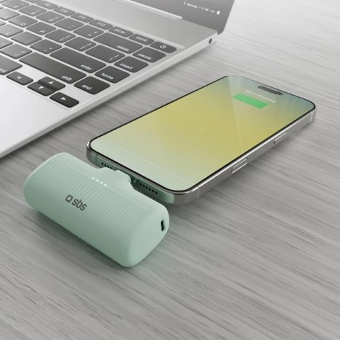Powerbank SBS EcoPower 5000 mAh 10W z wbudowanym portem USB-C - zielony