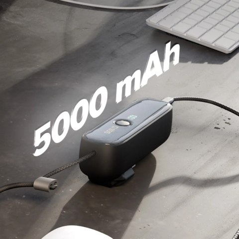 Powerbank SBS Hybrid PD 20W 5000mAh z wbudowanym kablem i składaną wtyczką - czarny