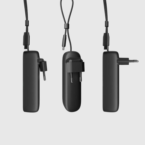 Powerbank SBS Hybrid PD 20W 5000mAh z wbudowanym kablem i składaną wtyczką - czarny