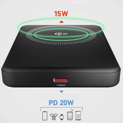 Powerbank SBS Mag Power Qi2 5000 mAh kompatybilny z MagSafe - czarny Powerbank SBS Mag Power Qi2 5000 mAh kompatybilny z MagSafe - czarny