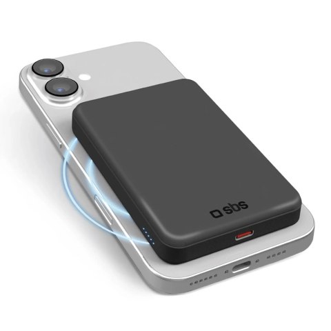 Powerbank SBS Mag Power Qi2 5000 mAh kompatybilny z MagSafe - czarny Powerbank SBS Mag Power Qi2 5000 mAh kompatybilny z MagSafe - czarny