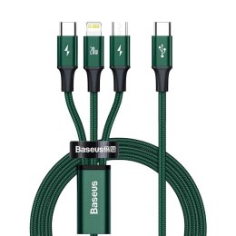 BASEUS kabel 3w1 Typ C do Micro USB / Lightning / Typ C PD 20W CAMLT-SC06 1,5 m zielony