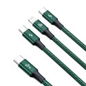 BASEUS kabel 3w1 Typ C do Micro USB / Lightning / Typ C PD 20W CAMLT-SC06 1,5 m zielony