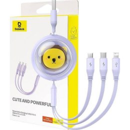 BASEUS kabel zwijany 3w1 USB A do Micro USB / Lightning / Typ C 3.5A CB000063 1,1 m fioletowy