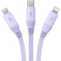 BASEUS kabel zwijany 3w1 USB A do Micro USB / Lightning / Typ C 3.5A CB000063 1,1 m fioletowy
