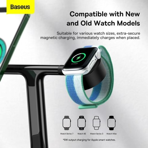 BASEUS ładowarka indukcyjna 3w1 kompatybilna z MagSafe 15W WXTE000101 czarna BASEUS ładowarka indukcyjna 3w1 kompatybilna z MagSafe 15W WXTE000101 czarna