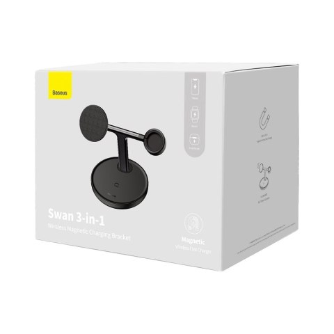 BASEUS ładowarka indukcyjna 3w1 kompatybilna z MagSafe 15W WXTE000101 czarna BASEUS ładowarka indukcyjna 3w1 kompatybilna z MagSafe 15W WXTE000101 czarna