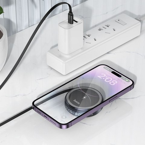 HOCO ładowarka indukcyjna z chowanym kablem Typ C kompatybilna z MagSafe i APPLE Watch 15W CQ18 szara HOCO ładowarka indukcyjna z chowanym kablem Typ C kompatybilna z MagSafe i APPLE Watch 15W CQ18 szara