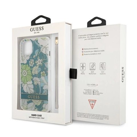 Etui Guess Flower Strap na iPhone 13 - zielone