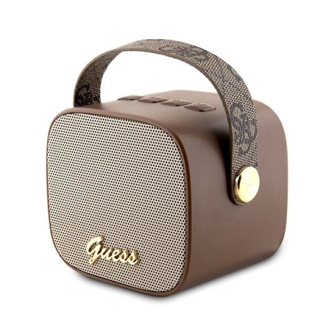 Mini głośnik Guess 4G Leather Script Logo - brązowy