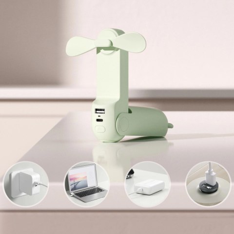Mini wentylator Jisulife Handheld Fan Life8 Plus przenośny wiatraczek USB z funkcją powerbanka 4500mAh i latarką - zielony Mini wentylator Jisulife Handheld Fan Life8 Plus przenośny wiatraczek USB z funkcją powerbanka 4500mAh i latarką - zielony