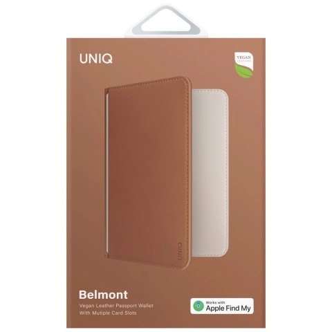 Etui na paszport UNIQ Belmont z Apple Find My blokada RFID karmelowy beżowy Etui na paszport UNIQ Belmont z Apple Find My blokada RFID karmelowy beżowy