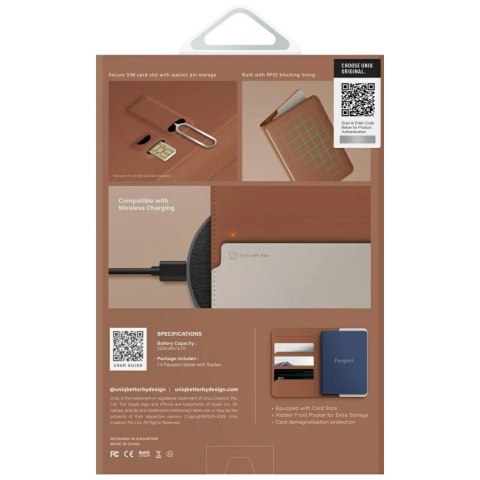 Etui na paszport UNIQ Belmont z Apple Find My blokada RFID karmelowy beżowy Etui na paszport UNIQ Belmont z Apple Find My blokada RFID karmelowy beżowy