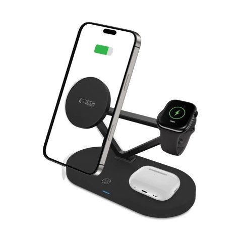 Ładowarka bezprzewodowa Tech-Protect QI15W-A41 3w1 z MagSafe do urządzeń Apple - czarna Ładowarka bezprzewodowa Tech-Protect QI15W-A41 3w1 z MagSafe do urządzeń Apple - czarna