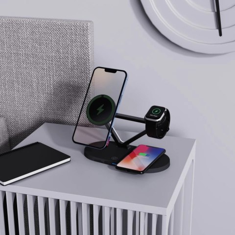 Ładowarka bezprzewodowa Tech-Protect QI15W-A41 3w1 z MagSafe do urządzeń Apple - czarna Ładowarka bezprzewodowa Tech-Protect QI15W-A41 3w1 z MagSafe do urządzeń Apple - czarna