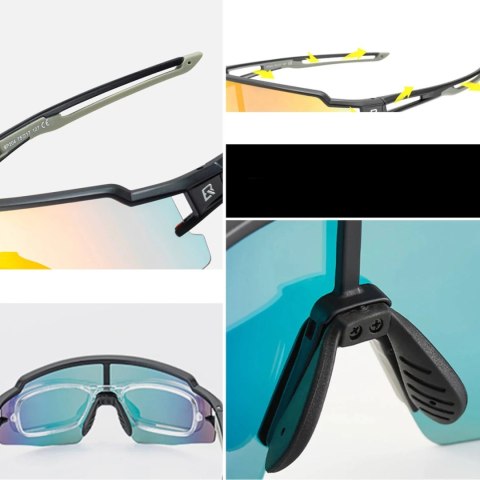 Okulary rowerowe Rockbros fotochromowe z ochroną UV i wkładką korekcyjną pomarańczowe szkła - czarne Okulary rowerowe Rockbros fotochromowe z ochroną UV i wkładką korekcyjną pomarańczowe szkła - czarne