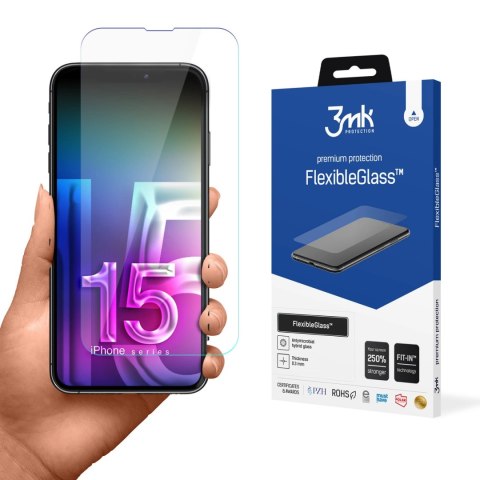 Szkło hybrydowe 3mk FlexibleGlass™ na iPhone 15 Plus Szkło hybrydowe 3mk FlexibleGlass™ na iPhone 15 Plus