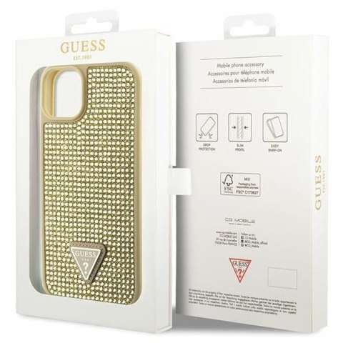 GUESS futerał do IPHONE 13 / 14 / 15 GUHCP14SHDGTPD (Rhinestone Triangle) złoty