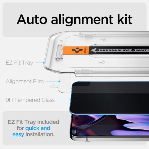 Szkło prywatyzujące Spigen Glas.TR "Ez Fit" Privacy HD 2-pack na Google Pixel 9 / 9 Pro Szkło prywatyzujące Spigen Glas.TR "Ez Fit" Privacy HD 2-pack na Google Pixel 9 / 9 Pro