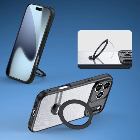 Etui Dux Ducis Aimo Mag z pierścieniem magnetycznym i podstawką na iPhone 17 Pro - czarne