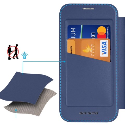 Etui Dux Ducis Skin X Pro na iPhone 17 z portfelem, kompatybilne z MagSafe - niebieskie