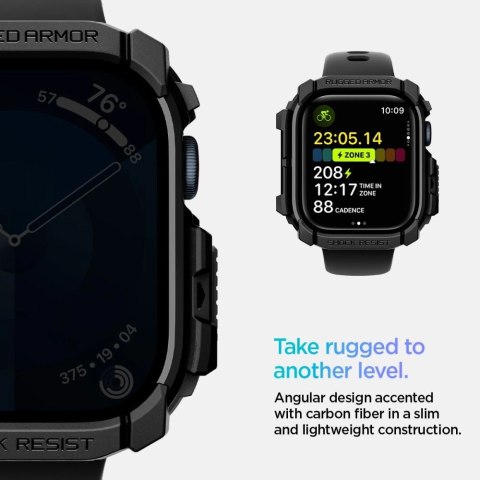 Etui Spigen Rugged Armor na Apple Watch 10 (42 mm) - czarne Etui Spigen Rugged Armor na Apple Watch 10 (42 mm) - czarne