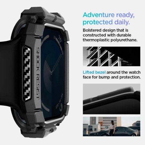 Etui Spigen Rugged Armor na Apple Watch 10 (42 mm) - czarne Etui Spigen Rugged Armor na Apple Watch 10 (42 mm) - czarne