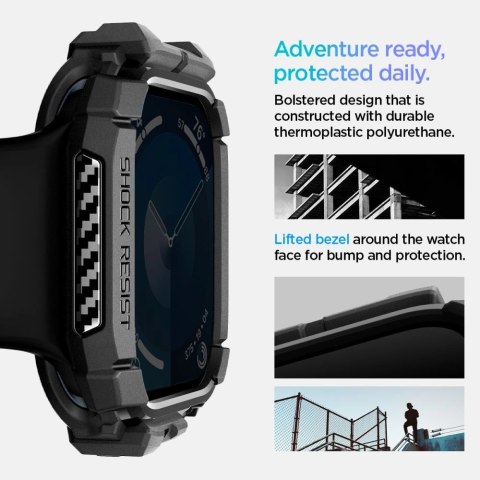 Etui Spigen Rugged Armor na Apple Watch 10 46 mm - czarne Etui Spigen Rugged Armor na Apple Watch 10 46 mm - czarne