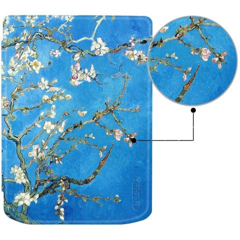 Etui Tech-Protect SmartCase na PocketBook Verse / Verse Pro - niebieskie z kwiatami sakura
