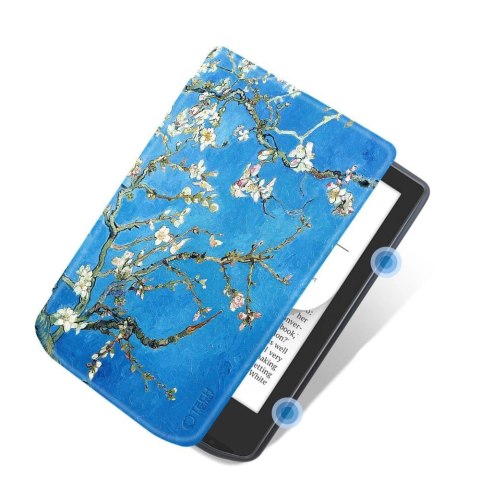 Etui Tech-Protect SmartCase na PocketBook Verse / Verse Pro - niebieskie z kwiatami sakura