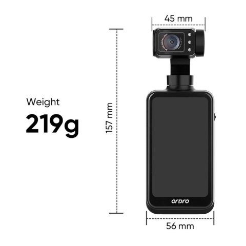 Kamera Ordro Pocket M5 z 3-osiowym gimbalem, 5K, do vlogowania i YouTube - czarna