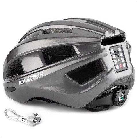 Kask rowerowy Rockbros ZK-013TI z wbudowaną lampką rozmiar uniwersalny 55-60cm - szary Kask rowerowy Rockbros ZK-013TI z wbudowaną lampką rozmiar uniwersalny 55-60cm - szary