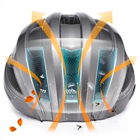 Kask rowerowy Rockbros ZK-013TI z wbudowaną lampką rozmiar uniwersalny 55-60cm - szary Kask rowerowy Rockbros ZK-013TI z wbudowaną lampką rozmiar uniwersalny 55-60cm - szary