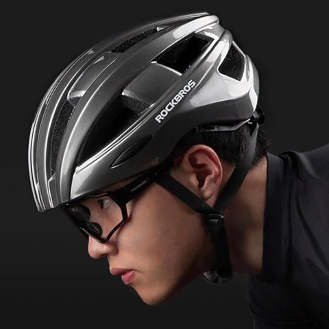 Kask rowerowy Rockbros ZK-013TI z wbudowaną lampką rozmiar uniwersalny 55-60cm - szary Kask rowerowy Rockbros ZK-013TI z wbudowaną lampką rozmiar uniwersalny 55-60cm - szary
