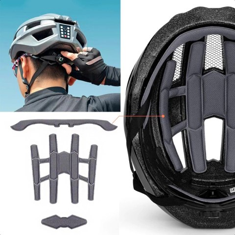 Kask rowerowy Rockbros ZK-013TI z wbudowaną lampką rozmiar uniwersalny 55-60cm - szary Kask rowerowy Rockbros ZK-013TI z wbudowaną lampką rozmiar uniwersalny 55-60cm - szary