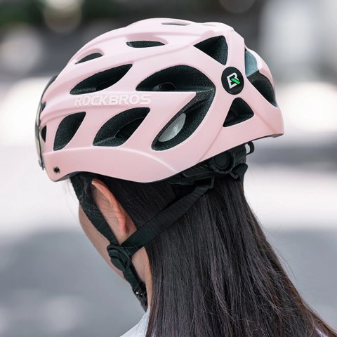 Kask rowerowy Rockbros z szybką, odpinane okulary z ochroną UV, odłączany daszek, unisex - różowy Kask rowerowy Rockbros z szybką, odpinane okulary z ochroną UV, odłączany daszek, unisex - różowy